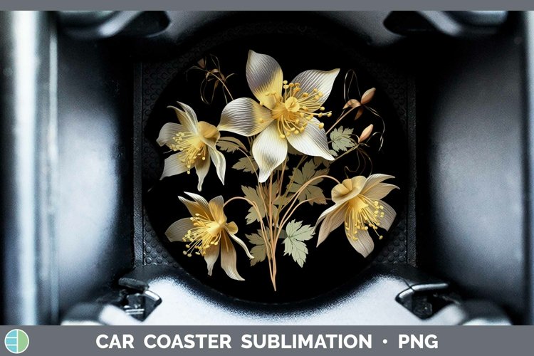 Gorgeous3D Black and Gold Car Coaster design.