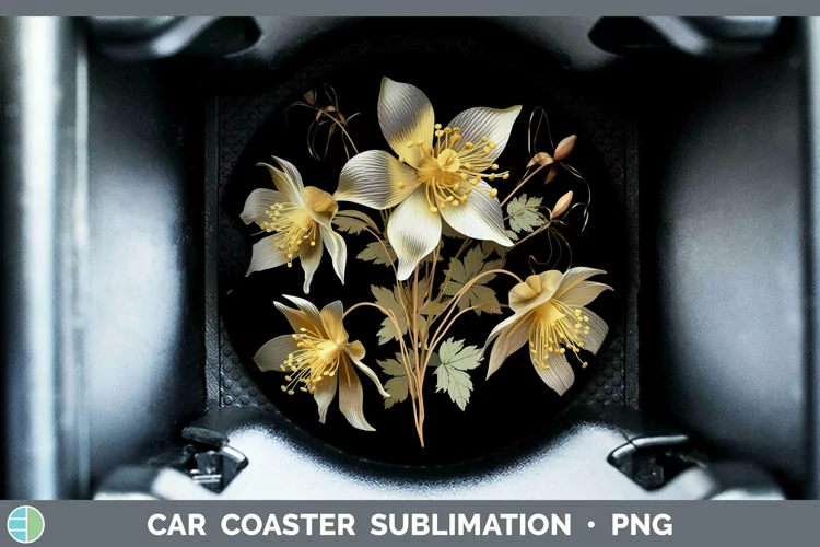 3D Black and Gold Columbine Car Coaster Sublimation Coaster