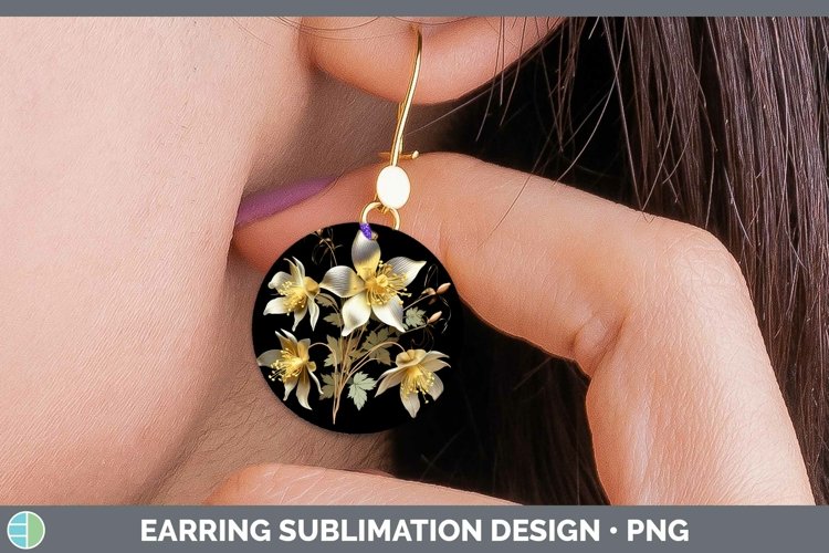 Gorgeous3D Black and Gold Round Earrings design.