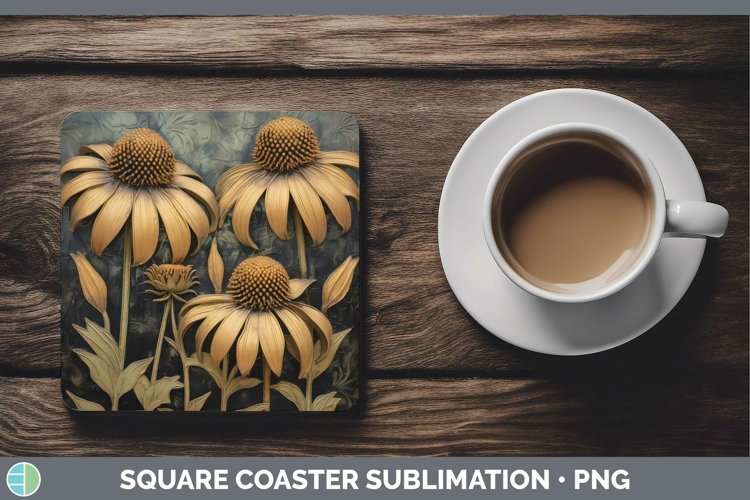 Gorgeous3D Black and Gold Square Coaster design.