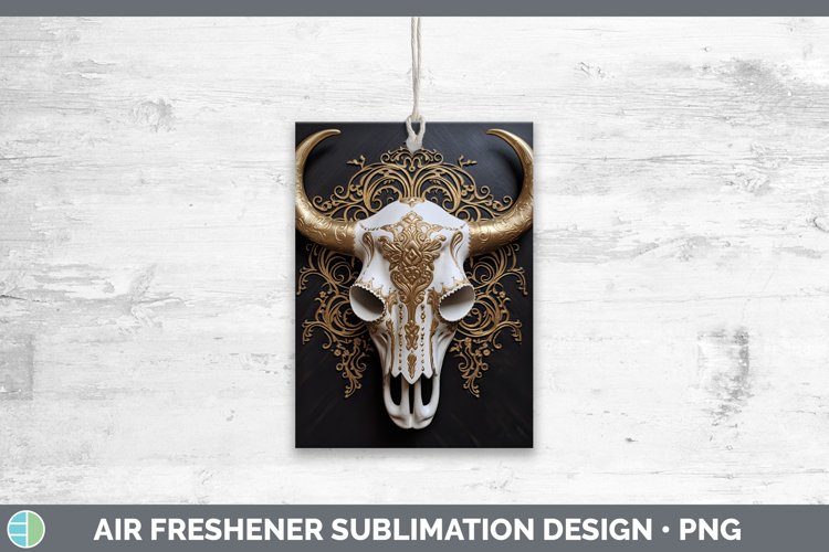 3D Black and Gold Cow Skull Air Freshener Sublimation Car Fr