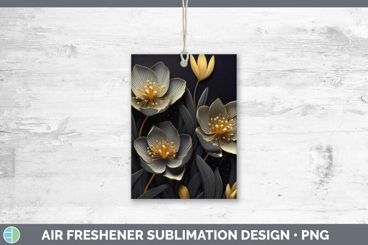 3D Black and Gold Crocus Air Freshener Sublimation Car Fresh