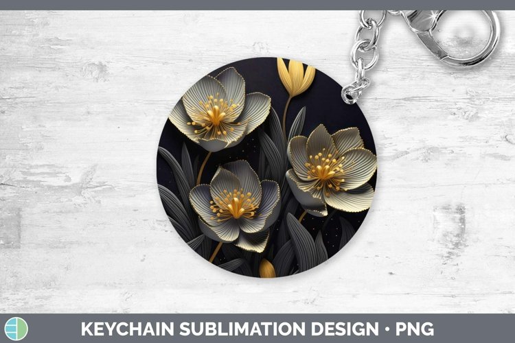 Gorgeous3D Black and Gold Keychain design.