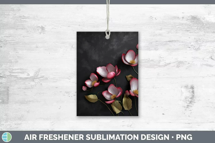 3D Black and Gold Cyclamen Air Freshener Sublimation Car Fre