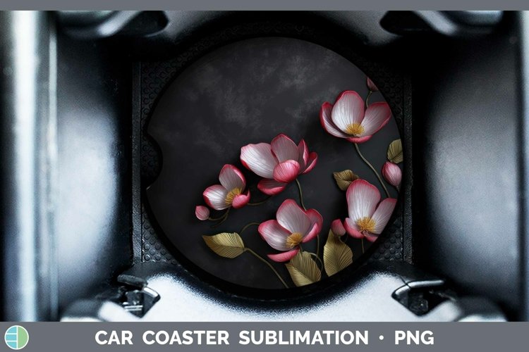 Gorgeous3D Black and Gold Car Coaster design.