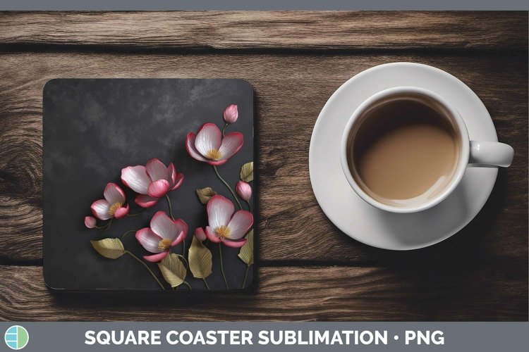 Gorgeous3D Black and Gold Square Coaster design.