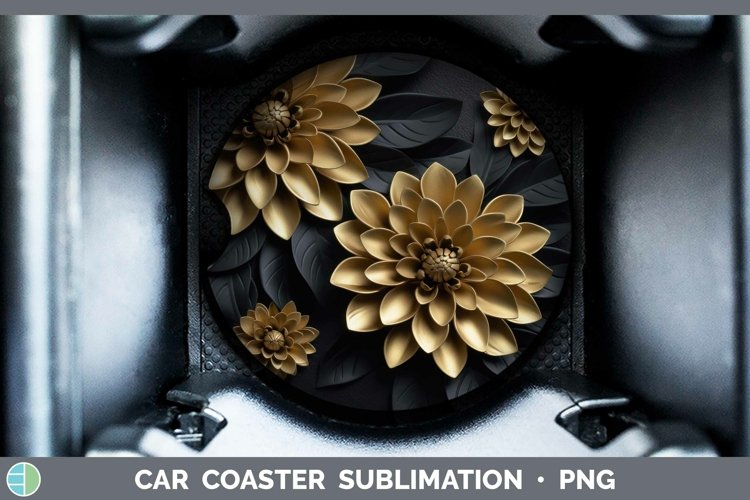 Gorgeous3D Black and Gold Car Coaster design.
