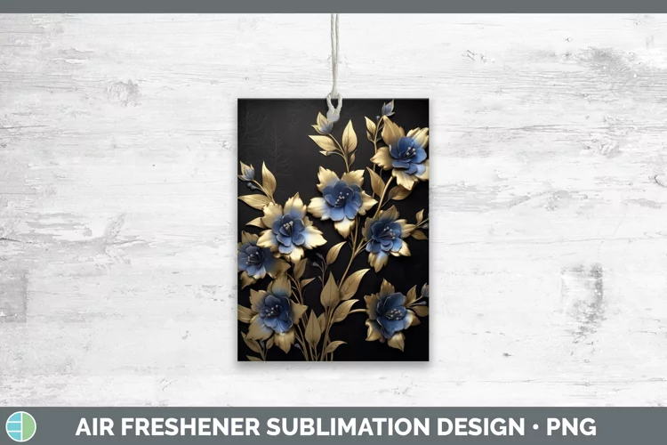 3D Black and Gold Delphinium Air Freshener Sublimation Car F