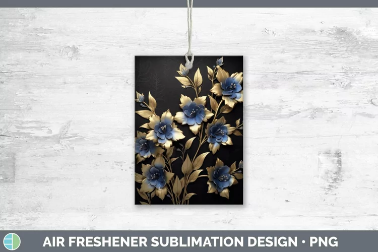 3D Black and Gold Delphinium Air Freshener Sublimation Car F