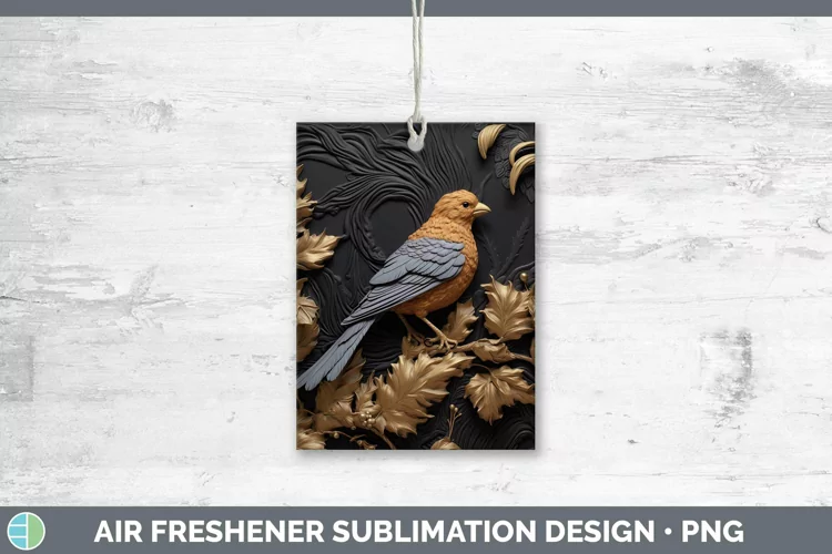 3D Black and Gold Finch Air Freshener Sublimation Car Freshe