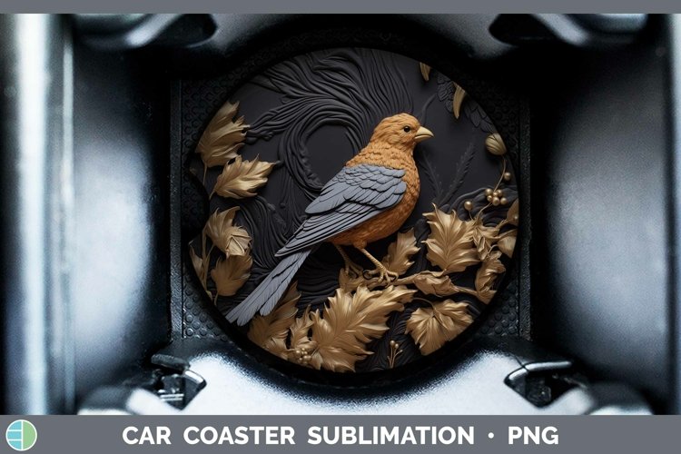 Gorgeous3D Black and Gold Car Coaster design.