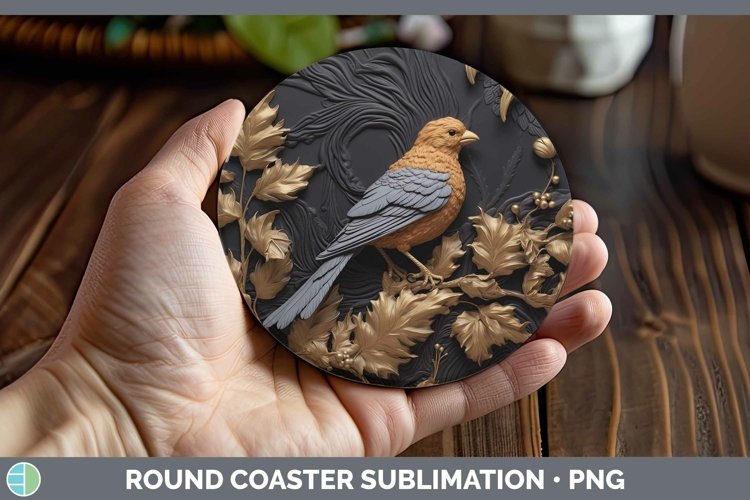 Gorgeous3D Black and Gold Round Coaster design.