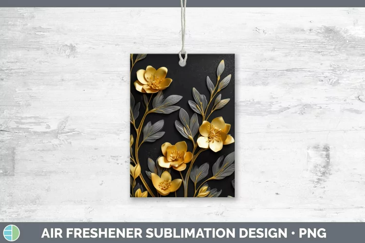 3D Black and Gold Freesia Air Freshener Sublimation Car Fres