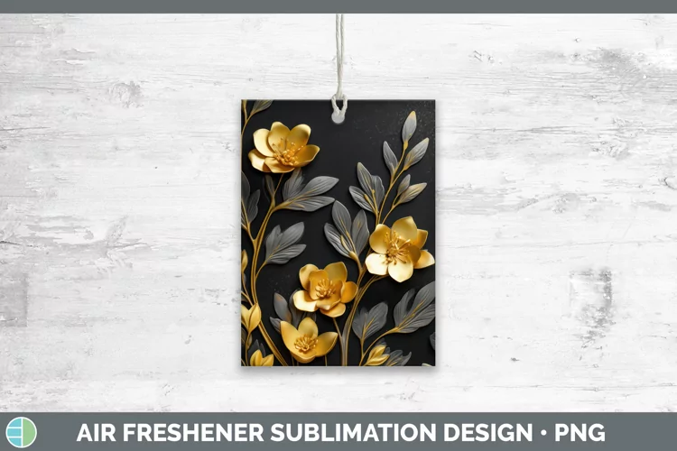 3D Black and Gold Freesia Air Freshener Sublimation Car Fres