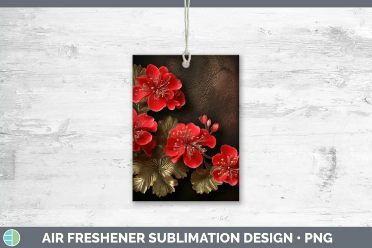 3D Black and Gold Geranium Air Freshener Sublimation Car Fre