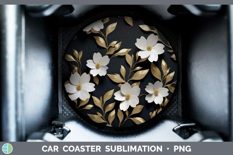 Gorgeous3D Black and Gold Car Coaster design.