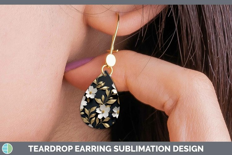 Gorgeous3D Black and Gold Teardrop Earrings design.