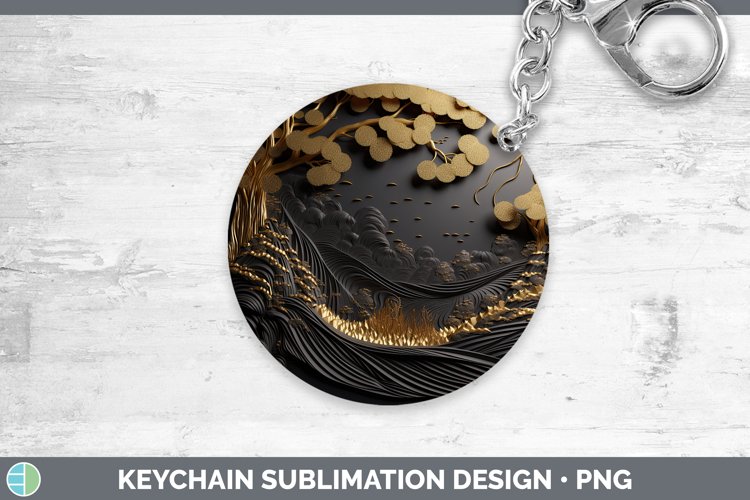 Gorgeous3D Black and Gold Keychain design.