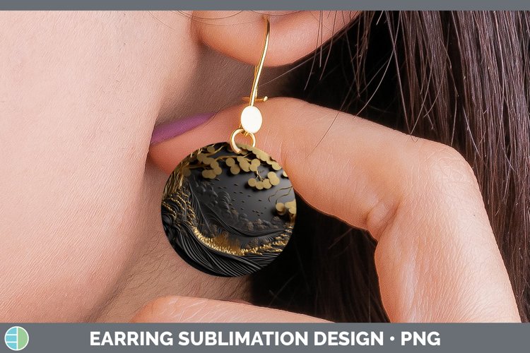 Gorgeous3D Black and Gold Round Earrings design.