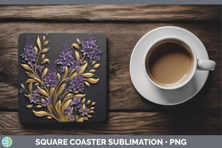 Gorgeous3D Black and Gold Square Coaster design.