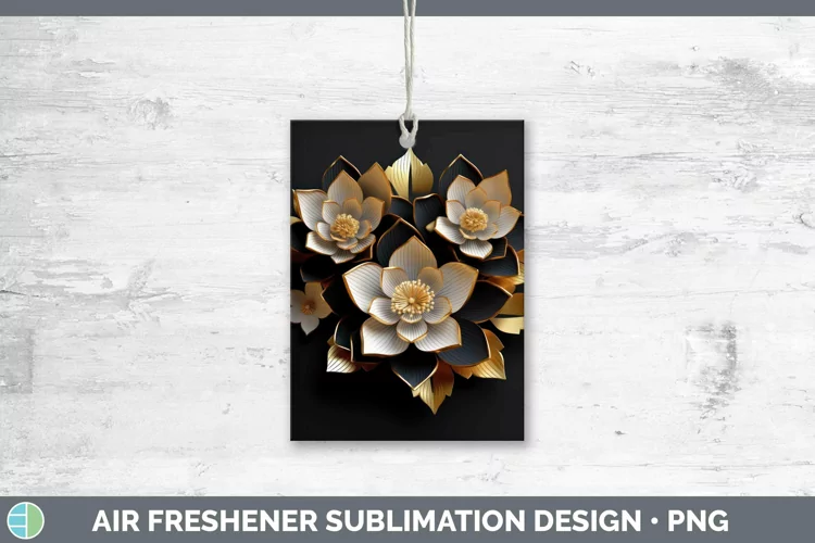 3D Black and Gold Lotus Air Freshener Sublimation Car Freshe
