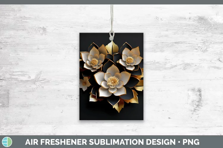 3D Black and Gold Lotus Air Freshener Sublimation Car Freshe