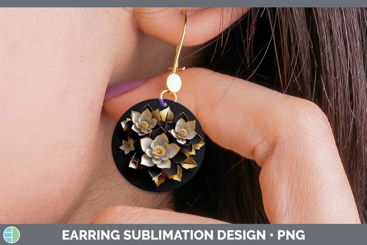 Gorgeous3D Black and Gold Round Earrings design.