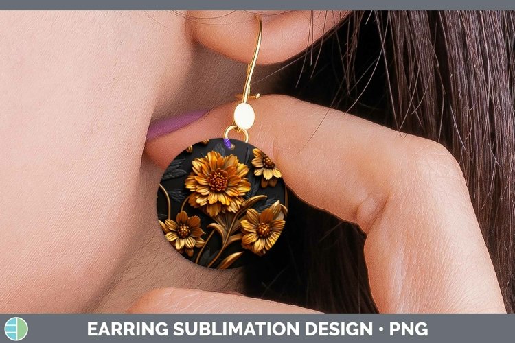 Gorgeous3D Black and Gold Round Earrings design.