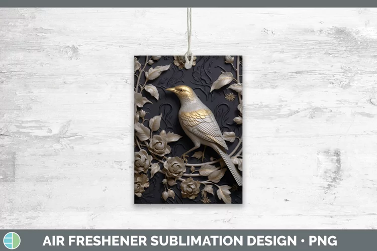 3D Black and Gold Mockingbird Air Freshener Sublimation Car