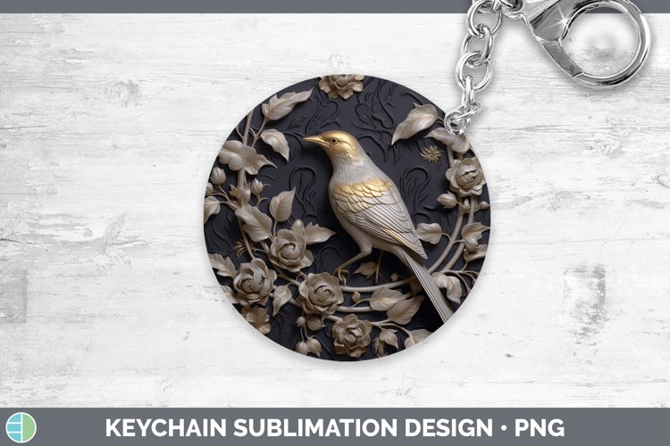Gorgeous3D Black and Gold Keychain design.
