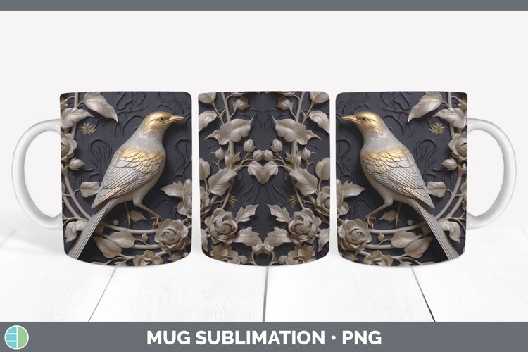Gorgeous3D Black and Gold Mug Wrap design.