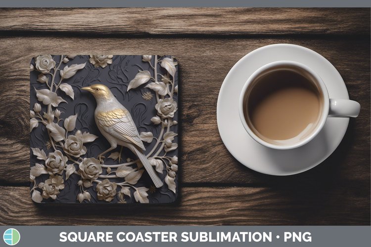Gorgeous3D Black and Gold Square Coaster design.