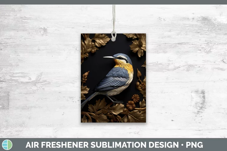 3D Black and Gold Nuthatch Air Freshener Sublimation Car Fre