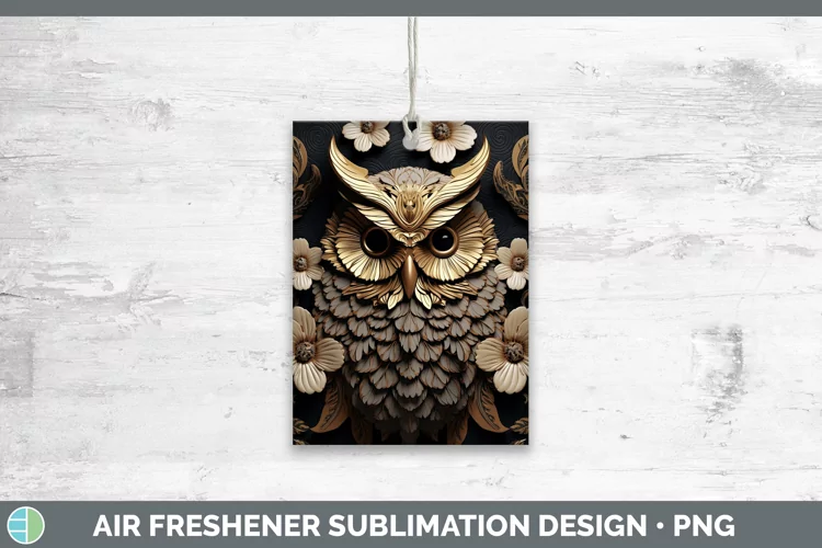 3D Black and Gold Owl Air Freshener Sublimation Car Freshene