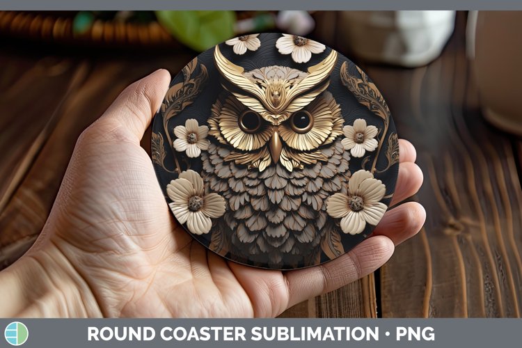 Gorgeous3D Black and Gold Round Coaster design.