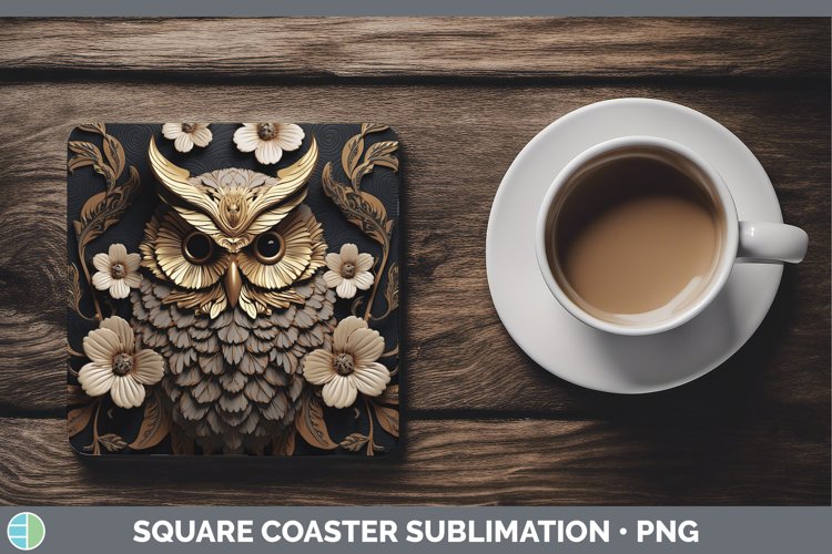 Gorgeous3D Black and Gold Square Coaster design.