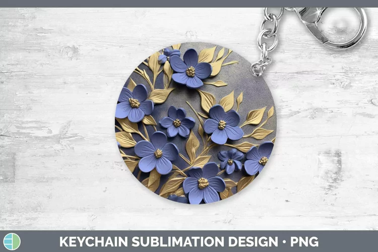 3D Black and Gold Periwinkle Keychain Sublimation Keyring De