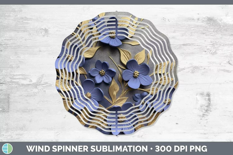 3D Black and Gold Periwinkle Wind Spinner Sublimation Spinne