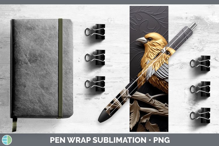 Gorgeous3D Black and Gold Pen Wrap design.