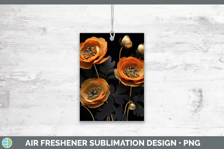 3D Black and Gold Ranunculus Air Freshener Sublimation Car F