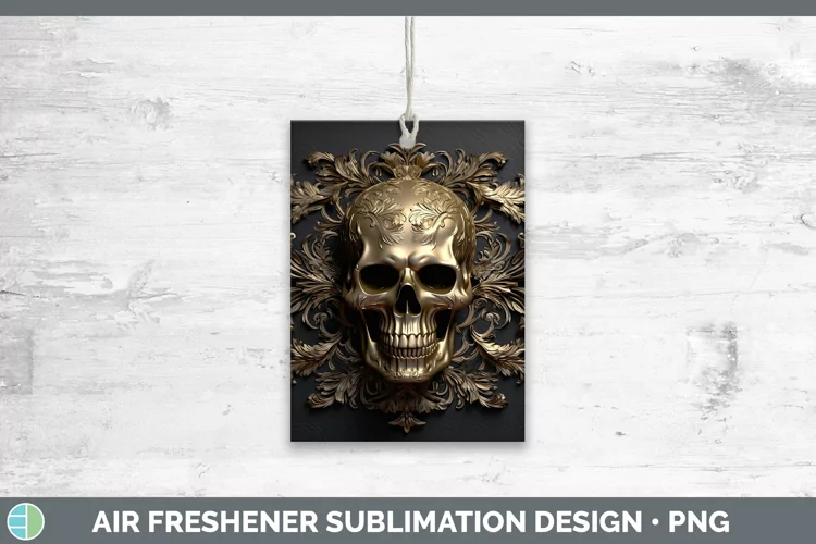 3D Black and Gold Skull Air Freshener Sublimation Car Freshe