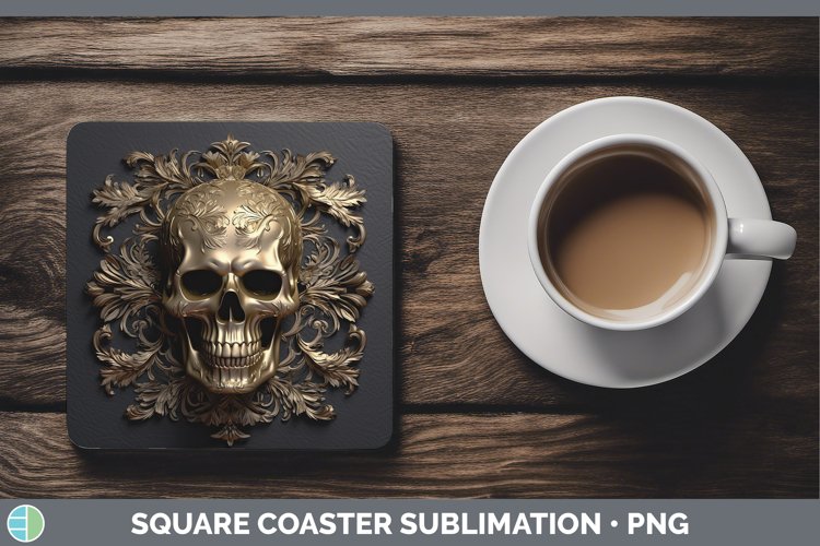 Gorgeous3D Black and Gold Square Coaster design.