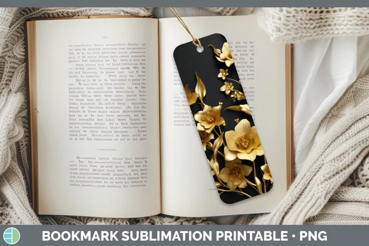 3D Black and Gold Snapdragon Bookmark Sublimation Printable