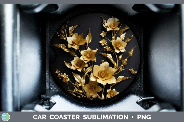 Gorgeous3D Black and Gold Car Coaster design.