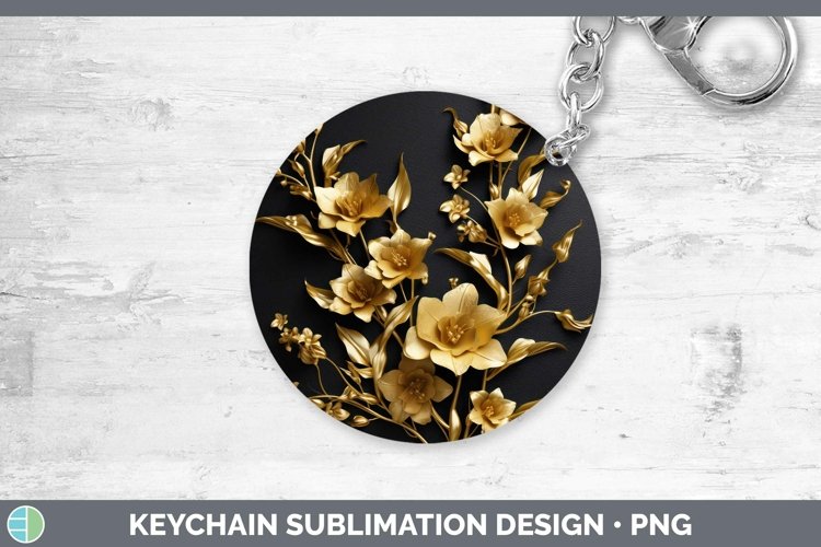 Gorgeous3D Black and Gold Keychain design.