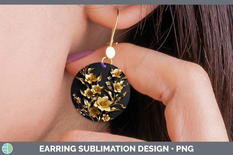 Gorgeous3D Black and Gold Round Earrings design.