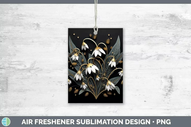 3D Black and Gold Snowdrop Air Freshener Sublimation Car Fre