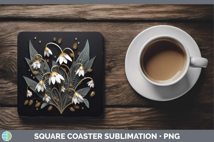 Gorgeous3D Black and Gold Square Coaster design.