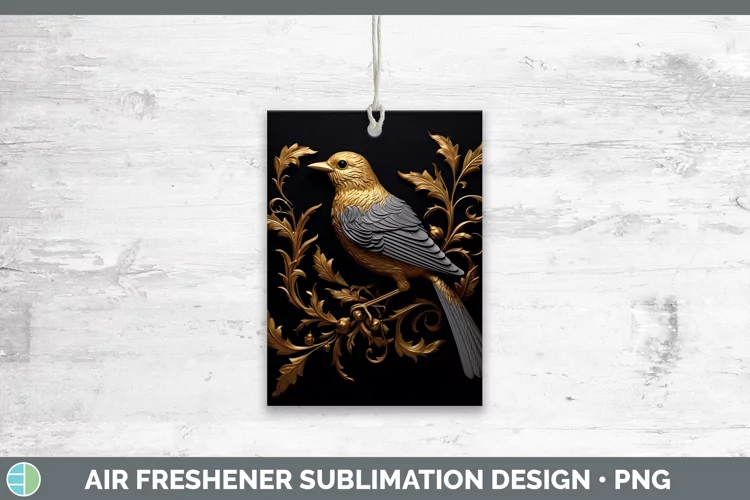 3D Black and Gold Sparrow Air Freshener Sublimation Car Fres