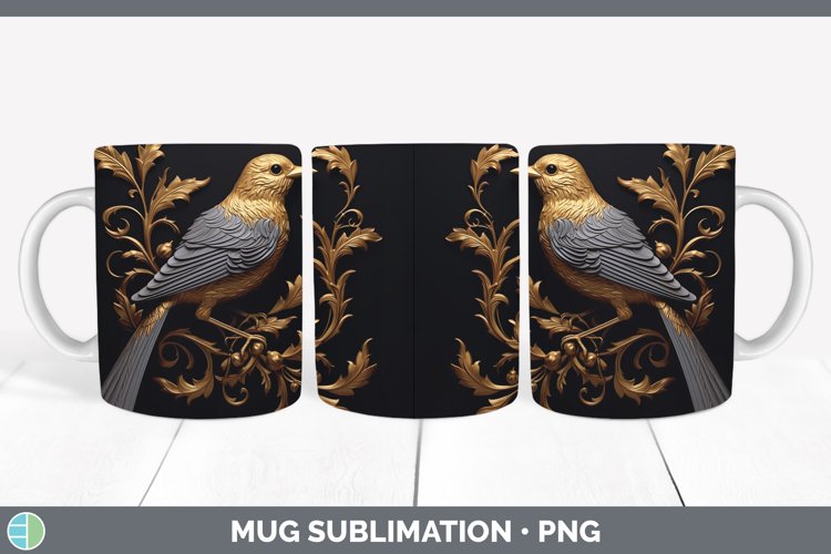 Gorgeous3D Black and Gold Mug Wrap design.